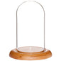 Plymor 3" x 5" Glass Display Dome Cloche (Oak Wood Base) - color: Oak Base