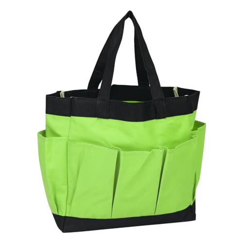 HARFINGTON Garden Tool Bag 11.2" x 5" x 11" Large Oxford Waterproof with Pockets Garden Tote Bag Gardening Plant Tool Organizer Storage Carrier Store for Outdoor Women Men, Green - color: Green