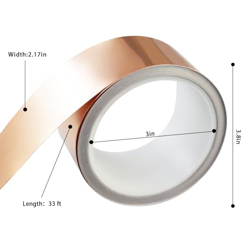 Copper Foil Tape for Guitar Shielding, Slugs Barrier, 2.17in x 33ft