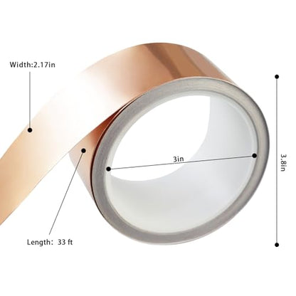 Copper Foil Tape for Guitar Shielding, Slugs Barrier, 2.17in x 33ft