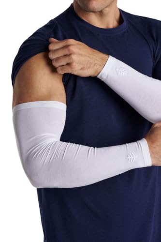 Coolibar Men's Sun Arm Sleeves - UPF 50+ Sun Protection - Navagio - color: White, size: Small-Medium