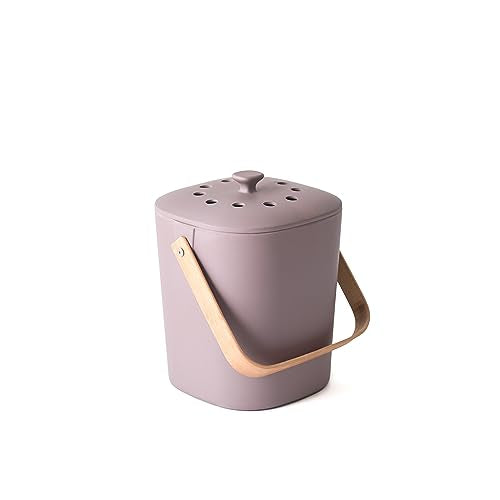 Bamboozle Countertop Compost Bin Kitchen | 1 Gallon | Odorless Composting Bin with Filters | Indoor Compost Bin with Lid | Plant Based Kitchen Composter for Food Scraps & Waste Recycling - color: Wisteria