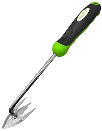 Garden Guru Root Weeder Tool with Ergonomic Handle - Stainless Steel Weed Puller for Planting, Weeding, Flower and Vegetable Care in Lawn Garden Yard | Rust Resistant (2 Pack) - size: 2 Pack, style: Root Weeder