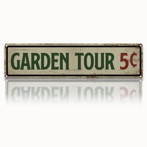 Garden Metal Tin Sign, Vintage Farmhouse Decor, Garden Tour 5 Cents Sign, Gardening Wall Art, for Yard Fence Door Porch, Funny Indoor Outdoor Decoration, 15.7 x 3.9 Inches - color: Garden 24