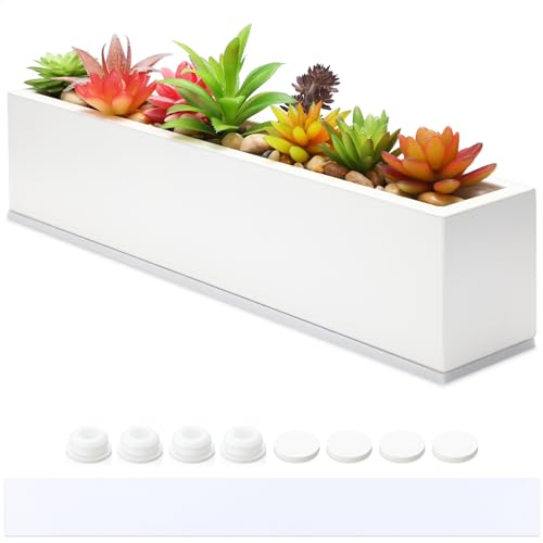 FillTouch 16.1 x 3.2 x 3.5 Inch 1 Pcs Long Rectangular Planter Box,White - color: White, size: 16.1 x 3.2 x 3.5 Inch