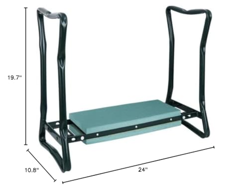 Garden Bench Foldable Stool Padded seat Cushion and Tool Bag