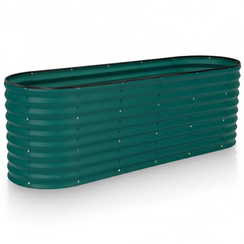 Plant & Plot Galvanized Raised Garden Beds Outdoor // 6×2×2 ft Planter Raised Beds for Gardening, Vegetables, Flowers // Large Metal Garden Box (Dark Green) // Patented Tool-Free Design - color: Dark Green, size: 6×2×2 ft