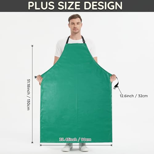 Heavy Duty Thicker Rubber Aprons Extra Long Oil & Chemical Resistant Unisex - color: Green