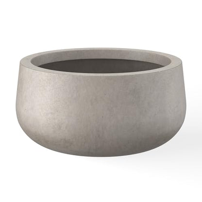 Kante Small Round Bowl Weathered Concrete Planter 11" Dia, Outdoor - color: Weathered Concrete, size: 11.8"w