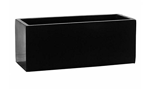 Modern Rectangle Balcony Window Black Matte Planter Box Elegant Rectangular 8" H x 8" W x 20" L Flower Pot - color: Black, size: 8x8x20