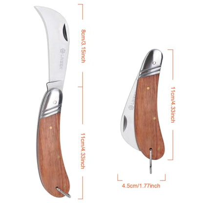Linsen Outdoor Pruning & Grafting Knife, Stainless Steel Garden Budding Tool, Folding Pocket Multi-Cutting Knife for Weeding & Bushes