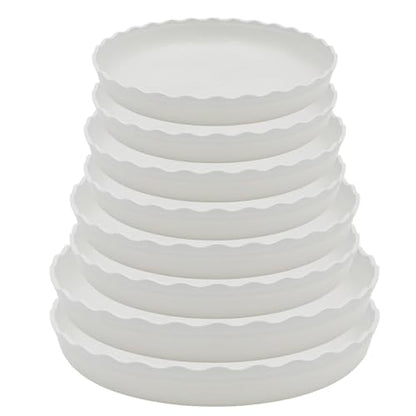 8 Pack Wave Plant Saucer 4/5/6/8 inch, White Plastic Tray for Pots - color: White, size: 4",5",6",8"