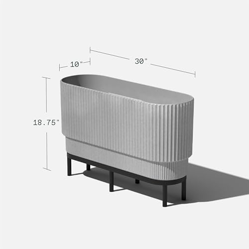 Veradek Demi Series Raised Long Planter - Wide Planter with Stand - color: Grey/Black, size: 30 inch