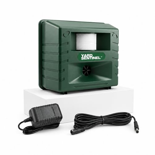 ASPECTEK Yard Sentinel Ultrasonic Animal Repeller, 5500 Sq. Ft. Coverage with 24Hrs Motion Sensor, Night Scanner, Deterrent for Deer, Raccoon, Bear, Rabbit, Skunk and Fox, Includes 10m Extension Cord - style: Original
