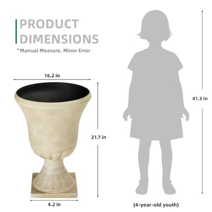 22" Tall Urn Planters Set of 2 Large Flower Pots, Antique Ivory - color: 22"-antique Ivory