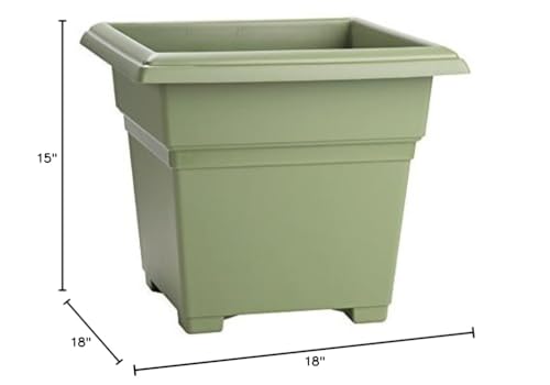 Root & Vessel Countryside Square Tub Planter, Sage, 18-Inch - color: Sage, size: 18-Inch