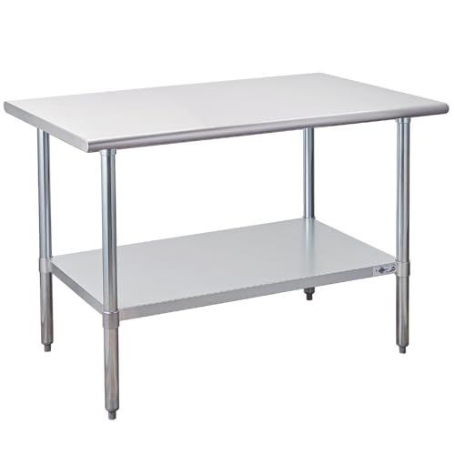 Profeeshaw Stainless Steel Prep Table 30''x48'' NSF Commercial Workbench - color: No Backsplash, size: 30''x48''