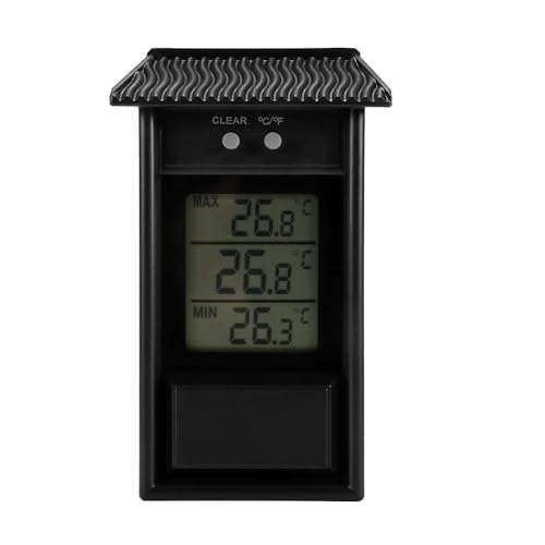 Min Max Thermometer, LCD Digital Wall Mount Greenhouse Temperature - color: Black