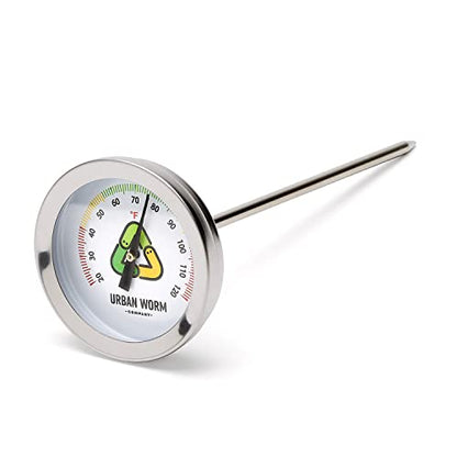 Urban Worm Soil Thermometer - 5-in Stainless Steel Stem - Perfect for Gardening & Worm Bin