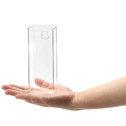 Fasmov 6 Pack Wall Hanging Glass Planters, Terrarium Holders for Air Plants, Succulents, Flowers - Square, Clear Vase Containers for Plant Display and Decoration - size: 2.36"L x 2.36"W x 6"H