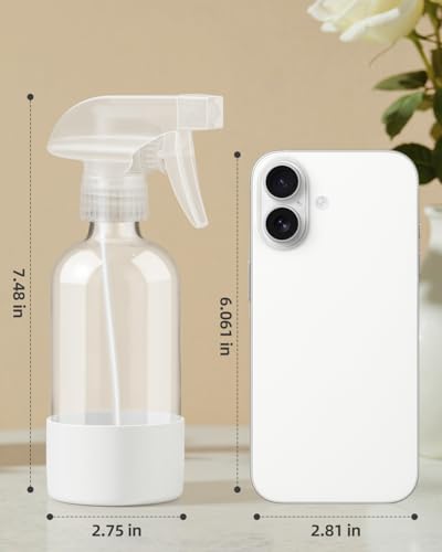 Glass Spray Bottles 8 oz, 2 Pack Spray Bottle for Hair with Silicone Sleeve - color: White, size: 2 Pack