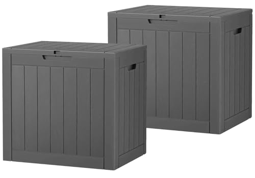 Outdoor Storage Box Waterproof, 32 Gallon Deck Box for Patio-2 Boxes - color: Striped Black, style: 32Gallon-2 Packs