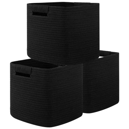 OIAHOMY Storage Cubes 11 Inch Storage Bins 3-Pack Square Baskets Black - color: Black