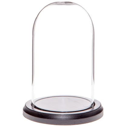 Plymor 3" x 5" Glass Display Dome Cloche (Black MDF Wood Base) - color: Black Wood Base