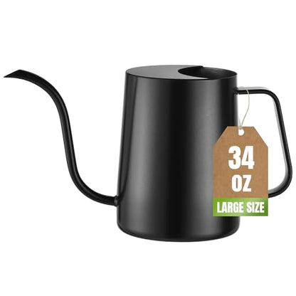 Watering Can Indoor Plants, 34oz Stainless Steel Long Spout, Black - color: Black