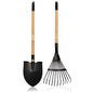 Kids Garden Tool Set, 2-Piece Rake and Shovel with Wooden Handles, 28 Inch Long, Black Metal Gardening Tools for Boys and Girls Digging Sand, Outdoor Toy Gifts for Sandbox - color: 1pcs rake & 1pcs shovel