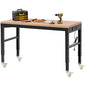 Antifir 60" Adjustable Workbench, Heavy Duty Wood Workstation - size: 60x24" With Wheel