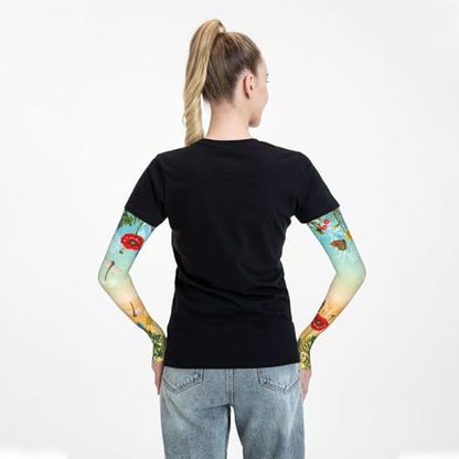 Women Sun Protection Thorn Proof Cooling Sleeves Sports Outdoors - color: Black1