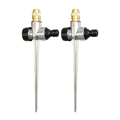 2 Pack Metal Lawn Sprinkler 360° Adjustable Brass Nozzle Spike Base