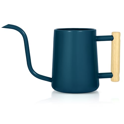 Watering Can Indoor Plants, 35 oz/1000 ml Metal Stainless Steel Watering Can Pot with Long Spout for Indoor House Plants Bonsai Outdoor Garden Flower Decorative (Dark Blue) - color: Dark Blue