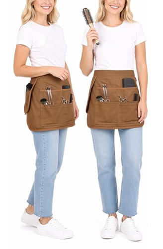 Molaxhome Waist Tool Apron with Multi-Pocket Adjustable Belt for Gardening - color: Brown