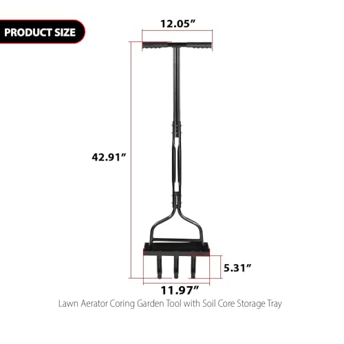 DOTCOM Lawn Aerator Coring Garden Tool with Soil Core Storage Tray