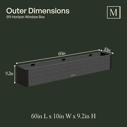 Mayne Horizon 60in Rectangular Window Box Planter, Charcoal - size: 60in