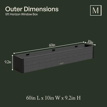 Mayne Horizon 60in Rectangular Window Box Planter, Charcoal - size: 60in