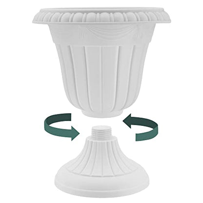 Arcadia Garden Products PL00BK Classic Traditional Plastic Urn Planter, 16” x 18”, Black - color: Black, size: 16" x 18"