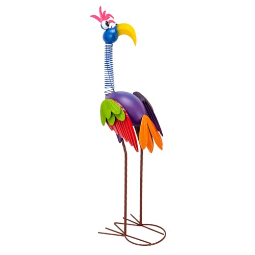 DREAMSOUL 31" Funny Garden Statues, Spring Neck Metal Decor for Outside - color: Colorful