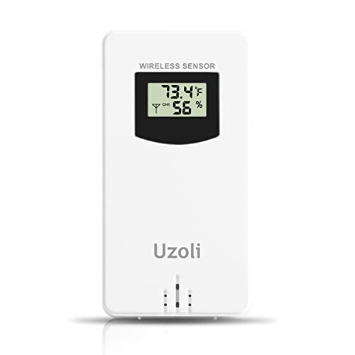 Uzoli Weather Station Sensor, Indoor Outdoor Wireless Remote Sensor - color: White