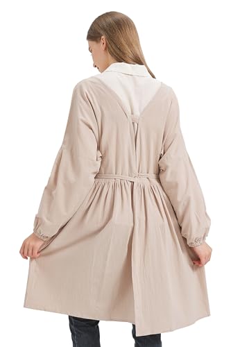 Nanxson Cotton Linen Apron Women's Long Sleeve Apron for Cooking,Gardening - color: A-beige