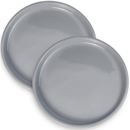 Plant Pot Saucers - Ceramic Plant Saucers for Outdoors 12 inch Plant Trays for Indoors No Holes Plant Drainage Trays Round Flower Pot Saucers Plant Plates to Catch Water 2 Pack Gray - color: Gray, size: 12 Inch (2 Pack)