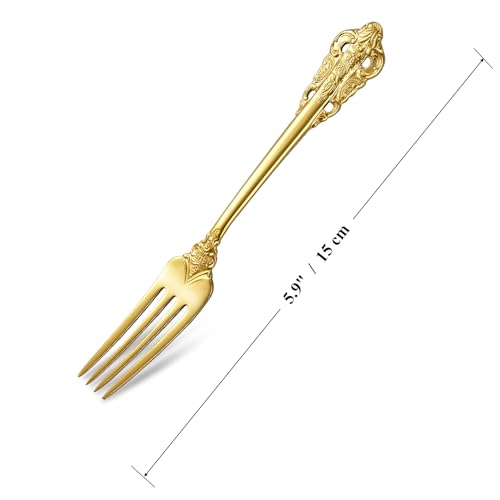KEAWELL Luxury 4-Piece 5.9-Inch 18/10 Appetizer Forks (Gold) - color: Gold