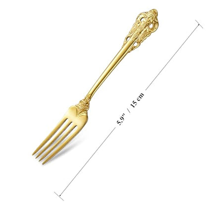 KEAWELL Luxury 4-Piece 5.9-Inch 18/10 Appetizer Forks (Gold) - color: Gold