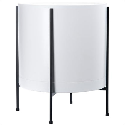 D'vine Dev Plastic Planter Pot with Metal Stand, White, 16 in, 55-D-A-5 - color: White, size: 16 Inch