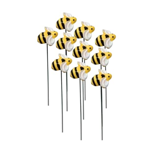 10Pcs Bee Garden Stakes Decor, Flower Pot Bed GardenDecorGarden Stakes Decorative, Metal Yard Art Ornaments,Outdoor Lawn Pathway Patio Plant Pot Flower Bed Decorative Stakes, (10Pcs) - color: 10Pcs