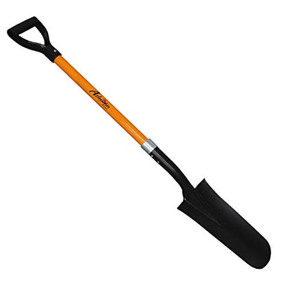 Ashman Drain Spade Shovel (1 Pack) - 48 Inches Long Handle Spade with D Handle Grip - Durable Handle with a Thick Metal Blade - Multipurpose Premium Quality Orange Shovel. - size: 1 Pack, style: Drain Spade Shovel