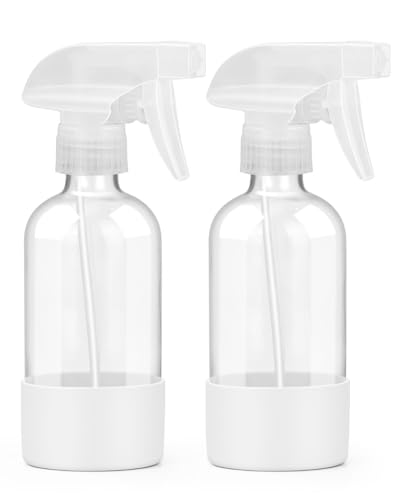 Glass Spray Bottles 8 oz, 2 Pack Spray Bottle for Hair with Silicone Sleeve - color: White, size: 2 Pack