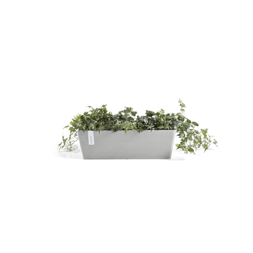 Ecopots Bruges Rectangular Flower Planter, White Grey, 21.5" - color: White Grey, size: 21.5"